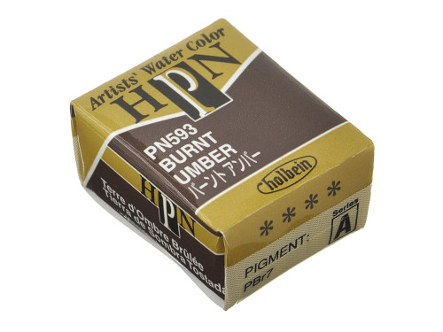 Artists' Watercolor paint - Holbein - Burnt Umber, half-pan