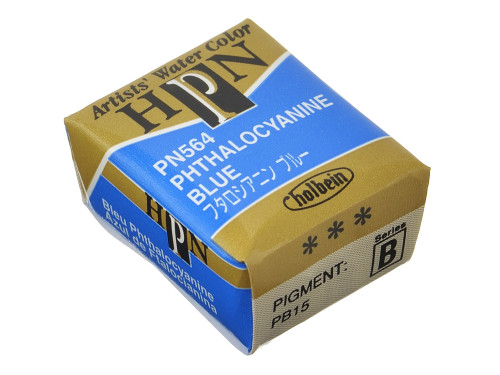 Artists' Watercolor paint - Holbein - Phthalocyanine Blue, half-pan