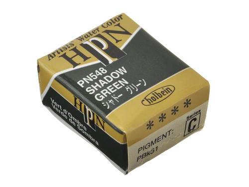 Artists' Watercolor paint - Holbein - Shadow Green, half-pan