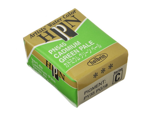Artists' Watercolor paint - Holbein - Cadmium Green Pale, half-pan