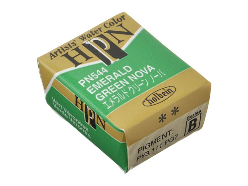 Artists' Watercolor paint - Holbein - Emerald Green Nova, half-pan