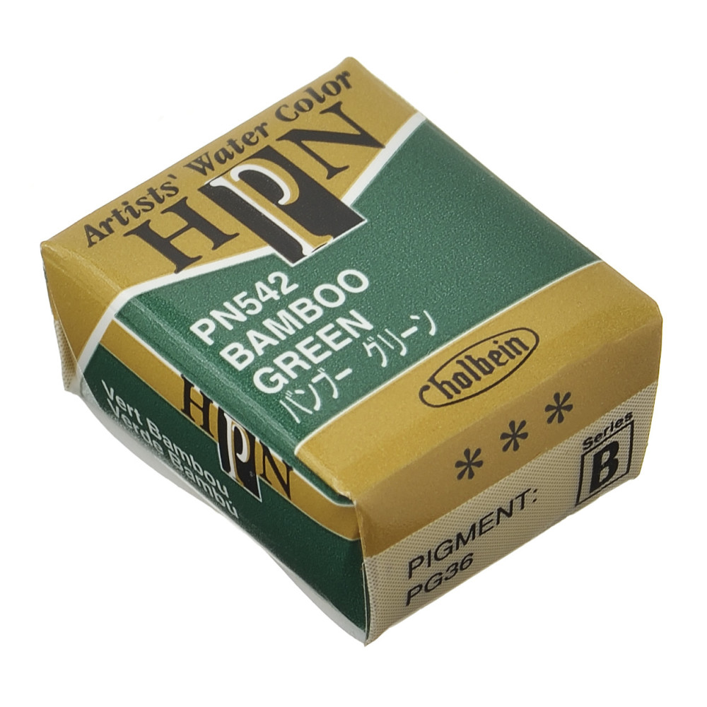 Artists' Watercolor paint - Holbein - Bamboo Green, half-pan