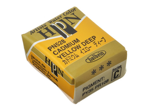 Artists' Watercolor paint - Holbein - Cadmium Yellow Deep, half-pan