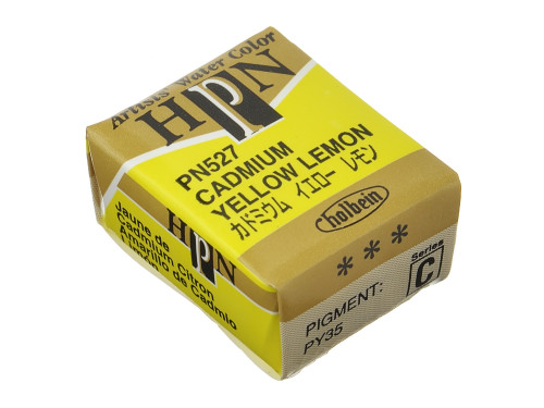 Artists' Watercolor paint - Holbein - Cadmium Yellow Lemon, half-pan