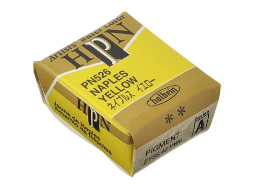 Artists' Watercolor paint - Holbein - Naples Yellow, half-pan