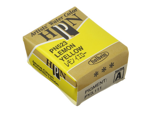 Artists' Watercolor paint - Holbein - Lemon Yellow, half-pan
