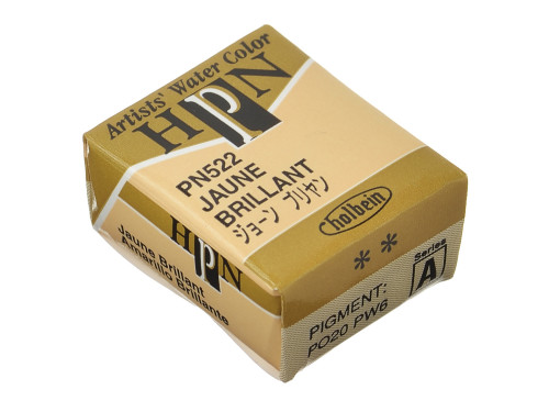 Artists' Watercolor paint - Holbein - Jaune Brillant, half-pan