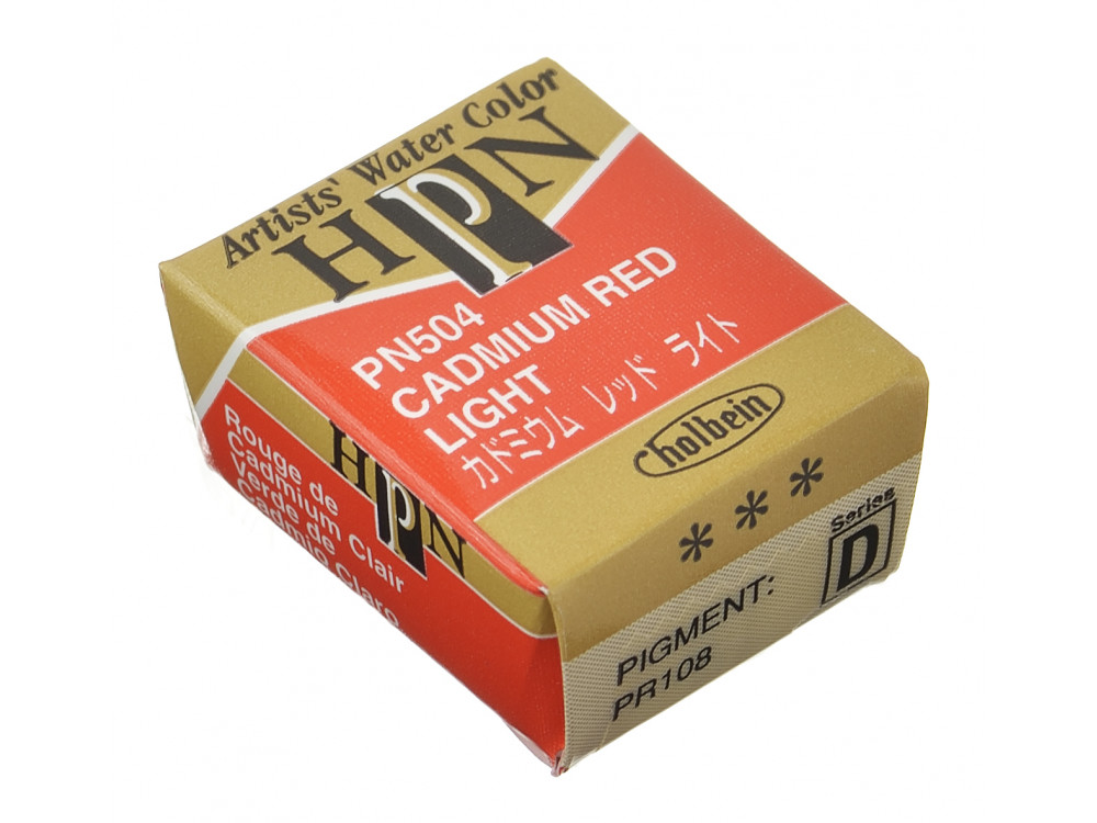 Artists' Watercolor paint - Holbein - Cadmium Red Light, half-pan