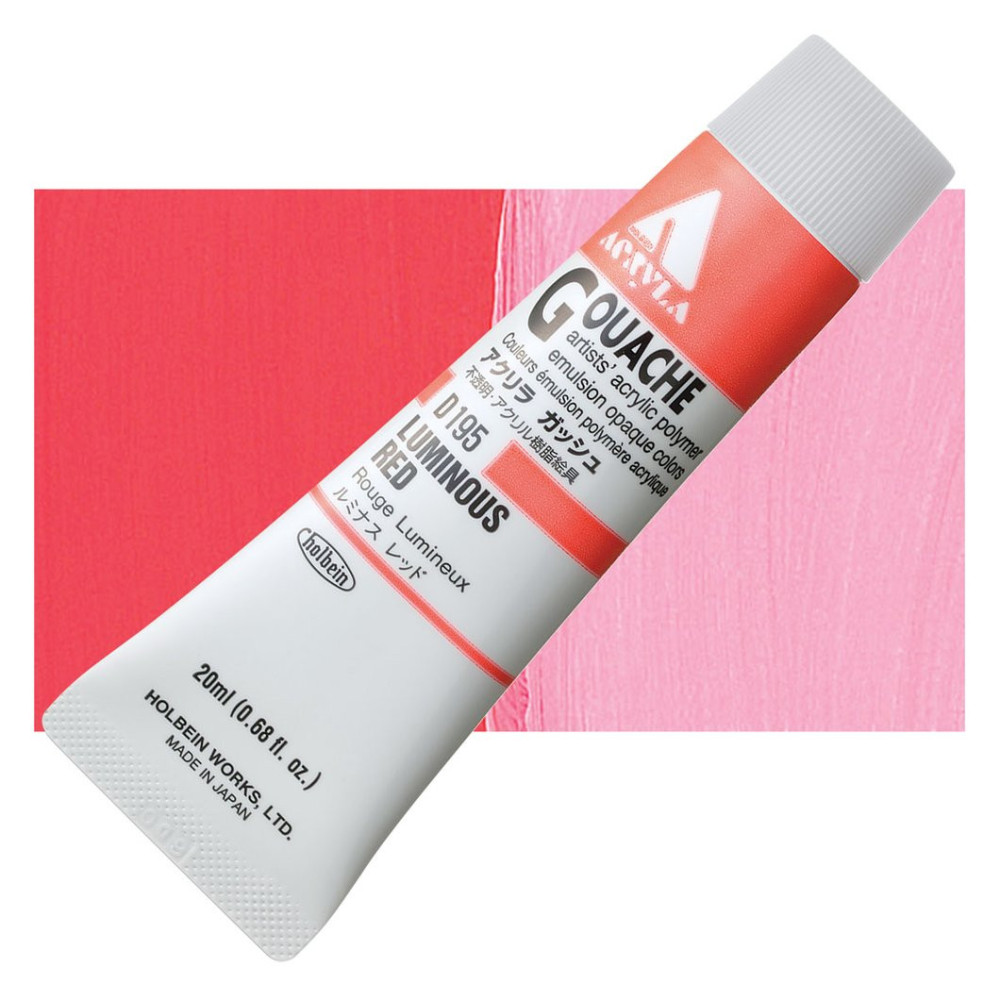 Farba gwasz Acryla Gouache - Holbein - Luminous Red, 20 ml