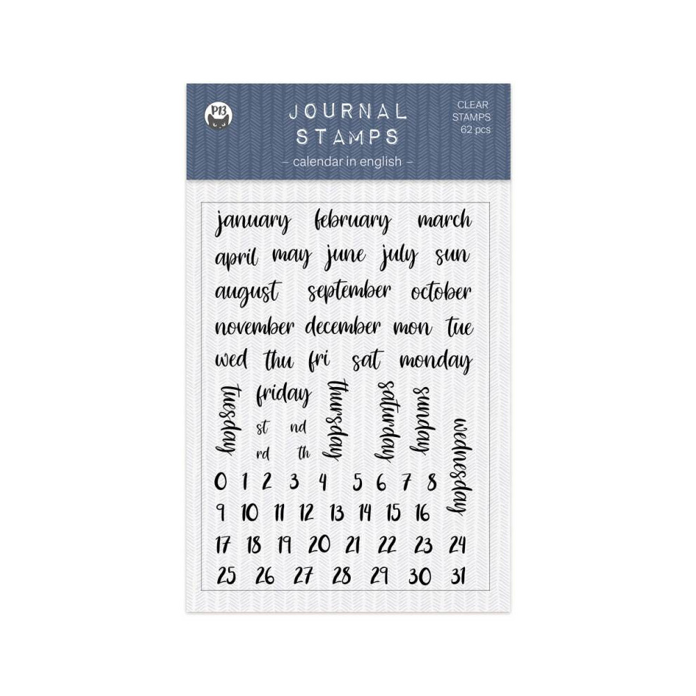 Set of clear stamps - Piątek Trzynastego - Calendar, english, 62 pcs