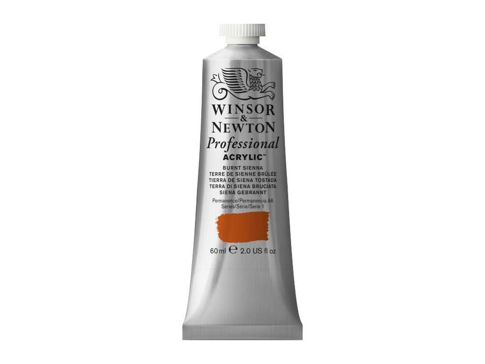 Farba akrylowa Professional Acrylic - Winsor & Newton - Burnt Sienna, 60 ml
