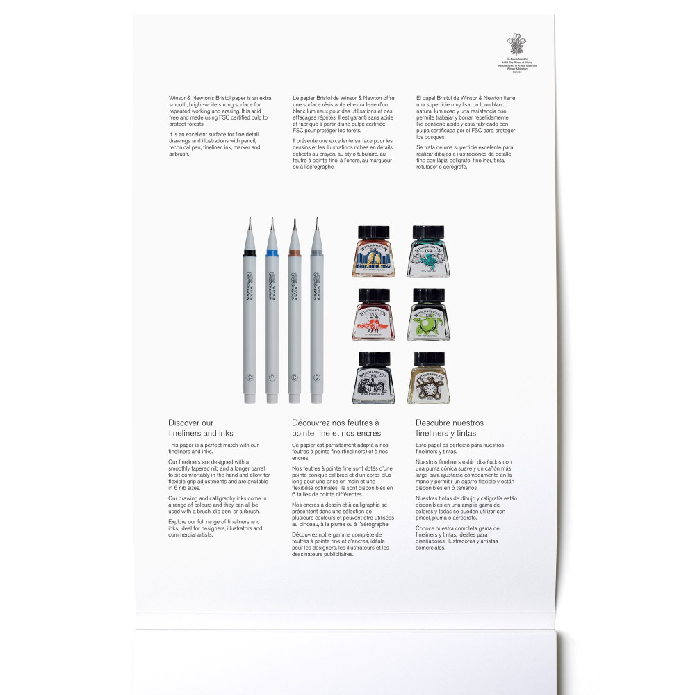 Bristol paper pad - Winsor & Newton - extra smooth, A4, 250g, 20 sheets