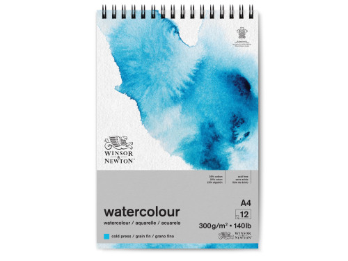 Blok do akwareli ze spiralą - Winsor & Newton - cold press, A4, 300g, 12 ark.