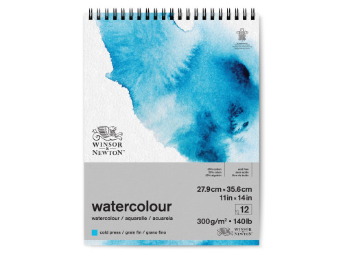 Watercolor spiral paper pad - Winsor & Newton - cold press, 28 x 36 cm, 300g, 12 sheets