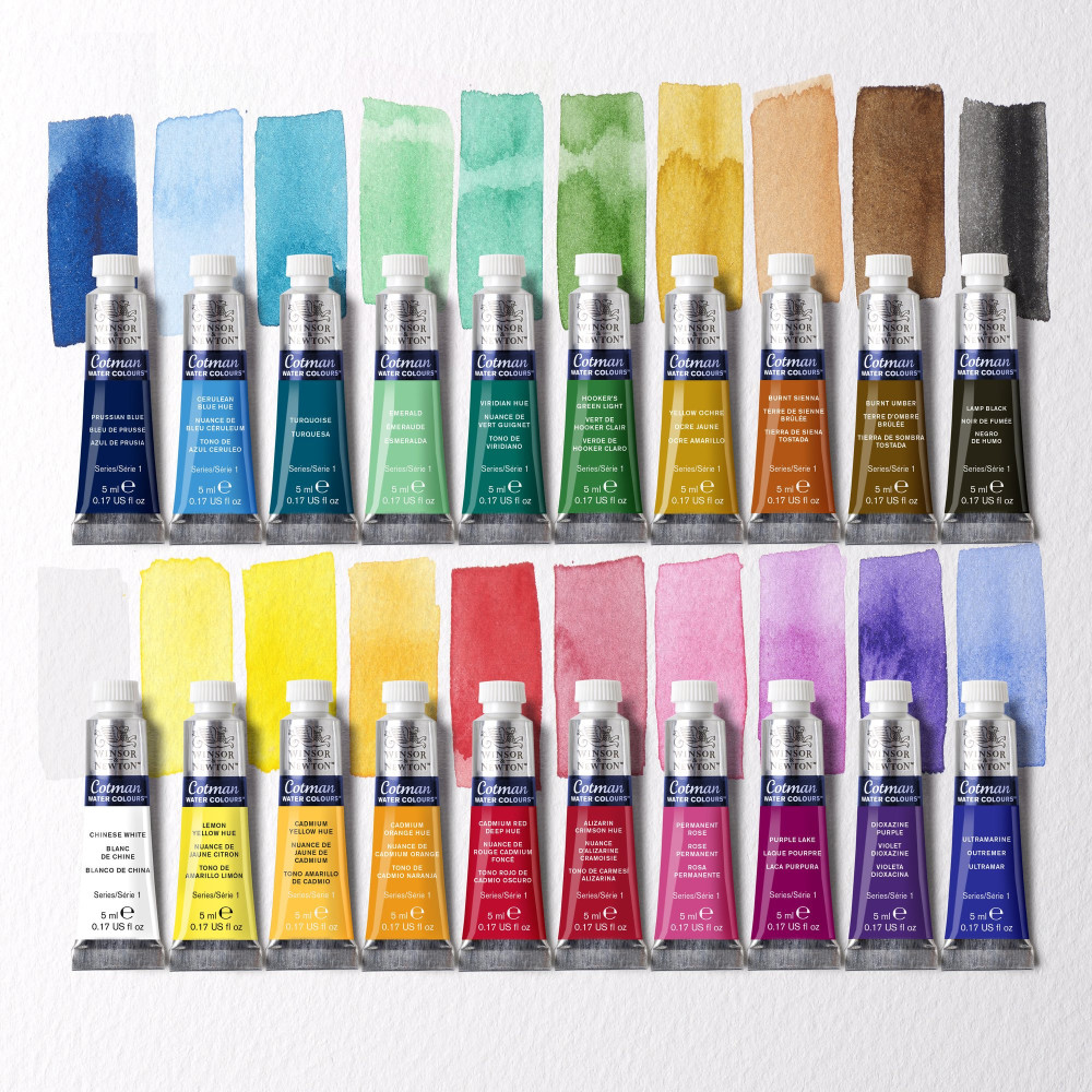 Set of Cotman Watercolor paints - Winsor & Newton - 20 colors x 5 ml