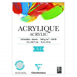 Blok do akryli Acrylic - Clairefontaine - średnioziarnisty, A4, 360g, 10 ark.