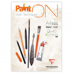 Paint'On Mixed Media paper pad - Clairefontaine - extra white, A4, 250g, 40 sheets