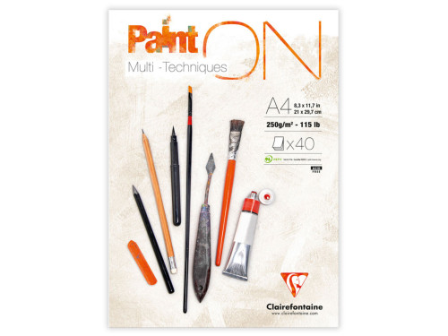Paint'On Mixed Media paper pad - Clairefontaine - extra white, A4, 250g, 40 sheets