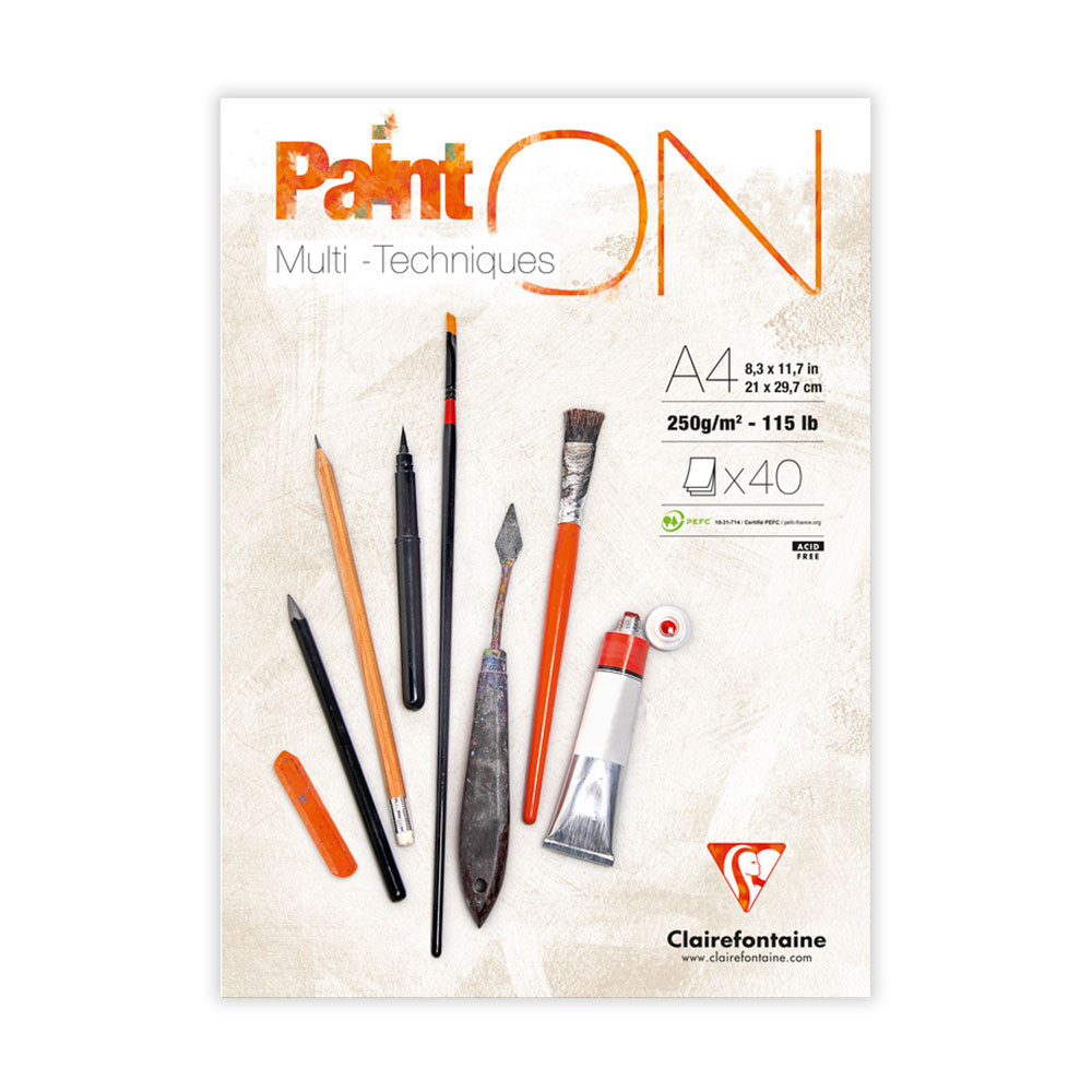 Paint'On Mixed Media paper pad - Clairefontaine - extra white, A4, 250g, 40 sheets