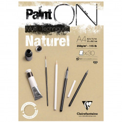 Blok uniwersalny Paint'On Mixed Media - Clairefontaine - naturalny, A4, 250g, 30 ark.