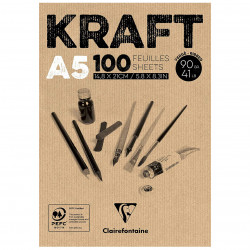 Blok uniwersalny Kraft Mixed Media - Clairefontaine - brązowy, A5, 90g, 100 ark.