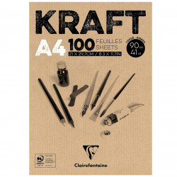 Blok uniwersalny Kraft Mixed Media - Clairefontaine - brązowy, A4, 90g, 100 ark.