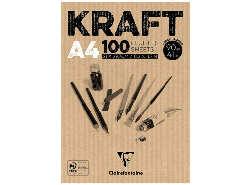 Kraft Mixed Media paper pad - Clairefontaine - brown, A4, 90g, 100 sheets