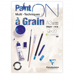 Blok uniwersalny Paint'On Mixed Media - Clairefontaine - gruboziarnisty, A3, 250g, 20 ark.