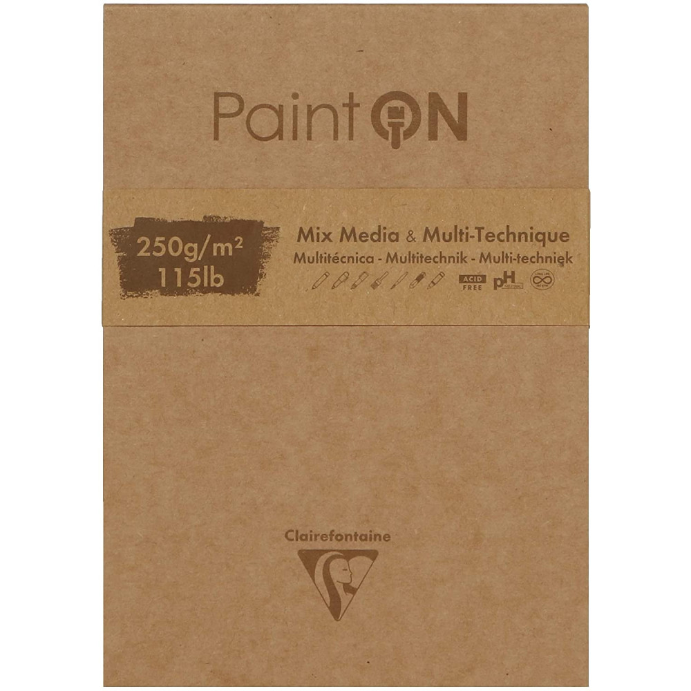 Blok uniwersalny Paint'On Mixed Media - Clairefontaine - 5 kolorów, 10,5 x 14,8 cm, 250g, 50 ark.