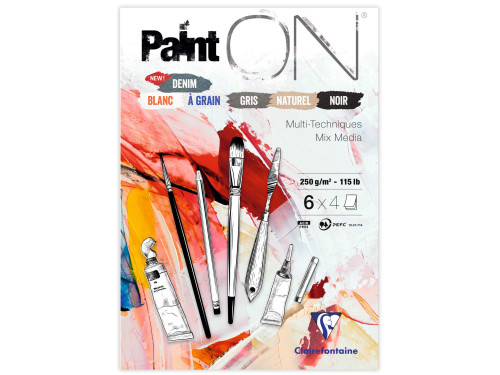 Paint'On Mixed Media paper pad - Clairefontaine - assorted colors, A5, 250g, 24 sheets
