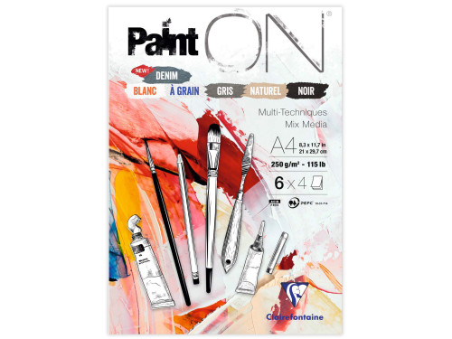 Paint'On Mixed Media paper pad - Clairefontaine - assorted colors, A4, 250g, 24 sheets