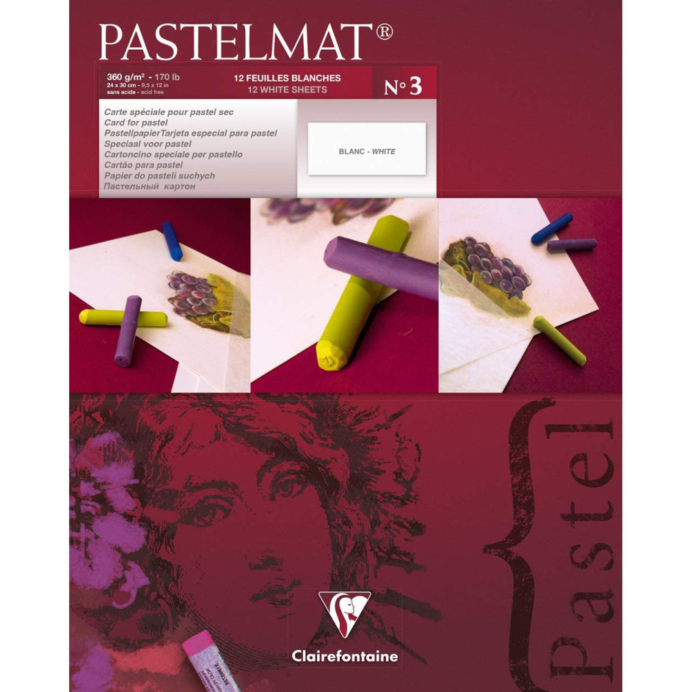 Papier do pasteli suchych Pastelmat - Clairefontaine - nr 3, 24 x 30 cm, 300g, 12 ark.