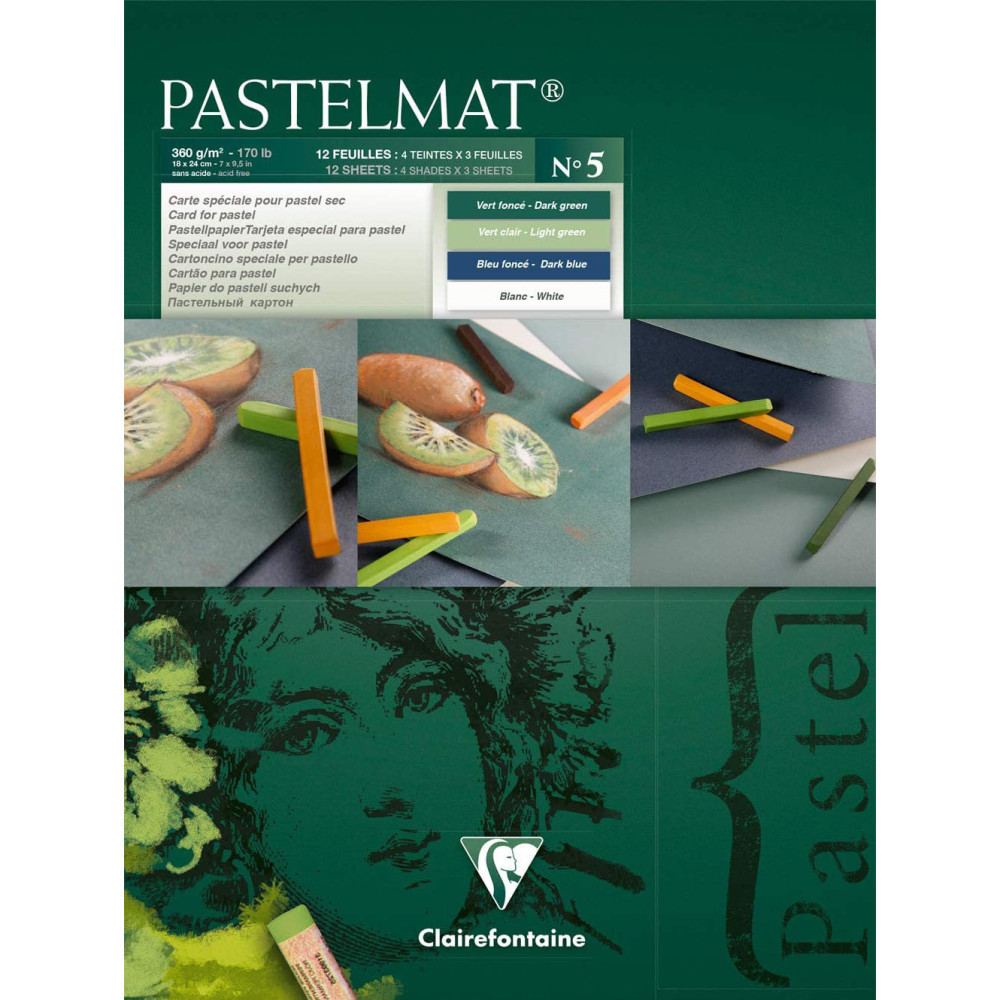 Papier do pasteli suchych Pastelmat - Clairefontaine - nr 5, 18 x 24 cm, 300g, 12 ark.