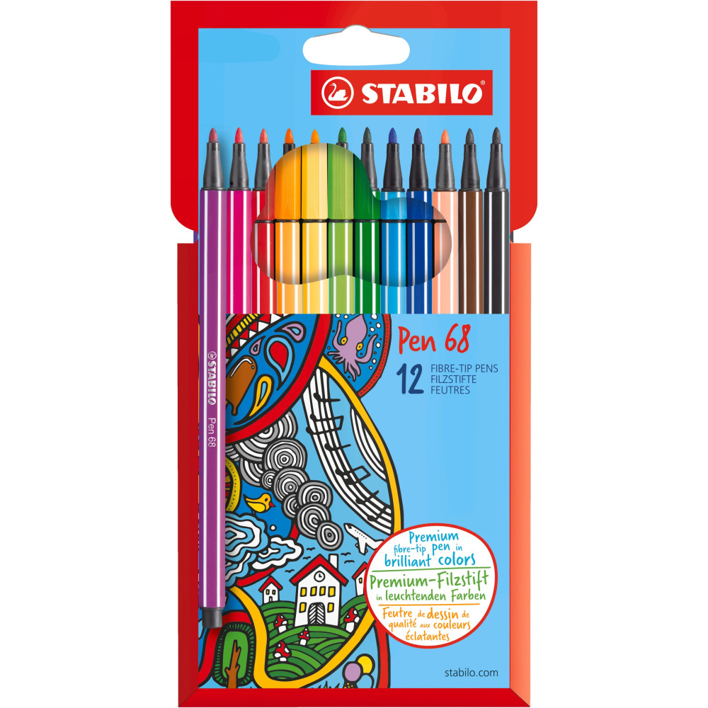Zestaw flamastrów Pen 68 - Stabilo - 12 kolorów