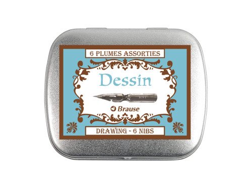 Set of Drawing nibs in metal case - Brause - 6 pcs