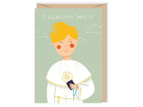 Greeting card - Cudowianki - I Komunia Święta Chłopiec, 12 x 17 cm