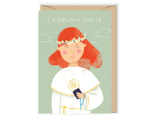 Greeting card - Cudowianki - I Komunia Święta Dziewczynka, 12 x 17 cm