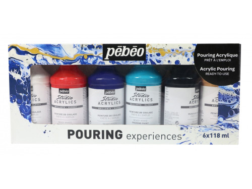 Set of Pouring Experiences paints - Pébéo - 6 colors x 118 ml
