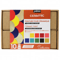 Zestaw farb do ceramiki i szkła Ceramic - Pébéo - 10 kolorów x 45 ml