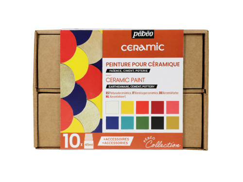 Zestaw farb do ceramiki i szkła Ceramic - Pébéo - 10 kolorów x 45 ml