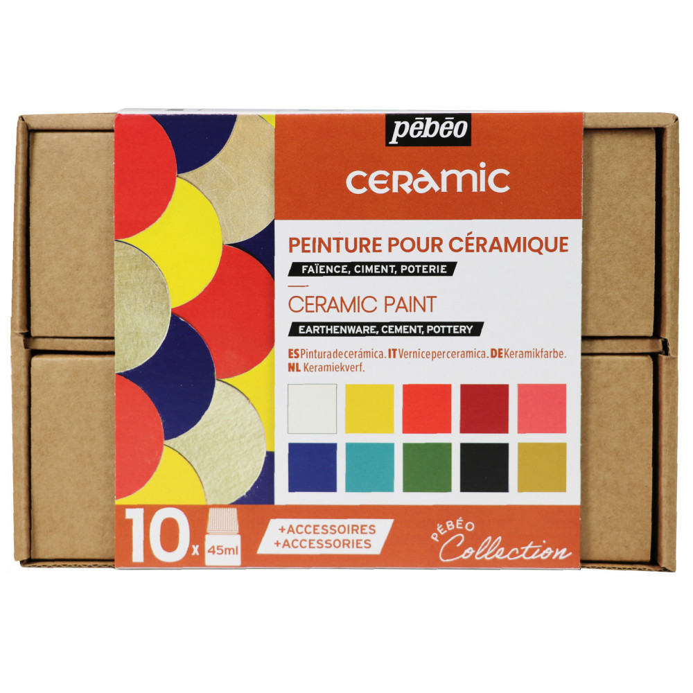 Set of paints for glass and ceramic - Pébéo - 10 colors x 45 ml