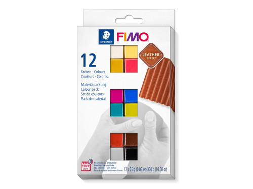 Set of Fimo Leather Effect modelling clay - Staedtler - 12 colors x 25g