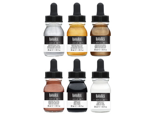 Set of Professional Acrylic inks, Iridescents - Liquitex - 6 colors x 30 ml
