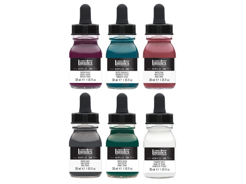 Set of Professional Acrylic inks, Muted Colors - Liquitex - 6 colors x 30 ml