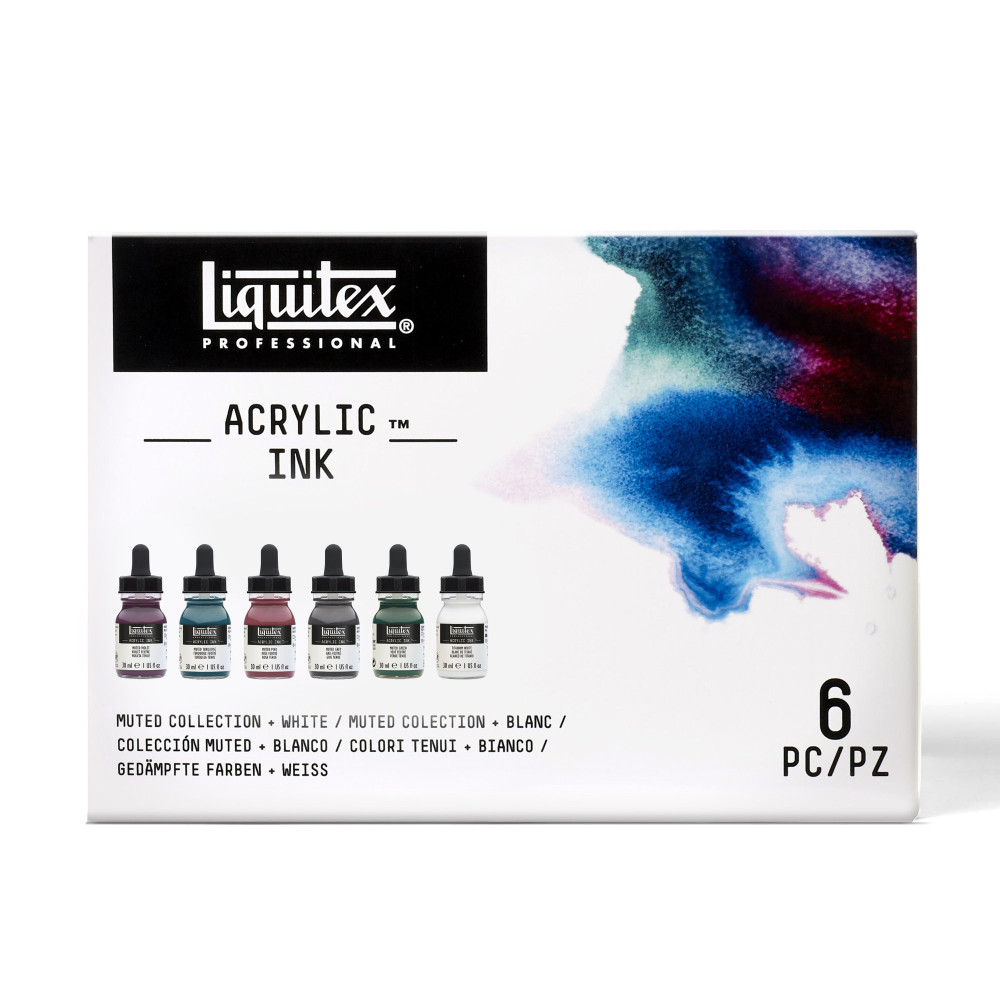 Set of Professional Acrylic inks, Muted Colors - Liquitex - 6 colors x 30 ml