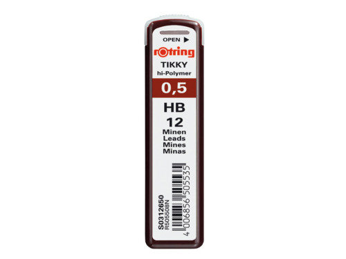 Tikky mechanical pencil lead refills, 0,5 mm - Rotring - HB, 12 pcs