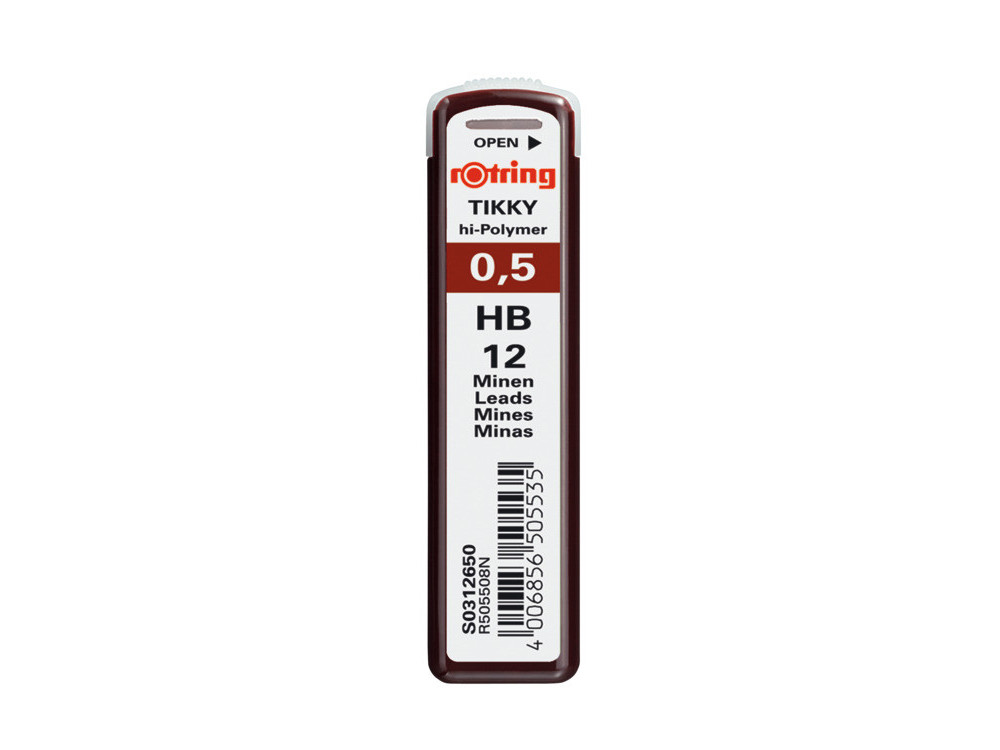 Tikky mechanical pencil lead refills, 0,5 mm - Rotring - HB, 12 pcs