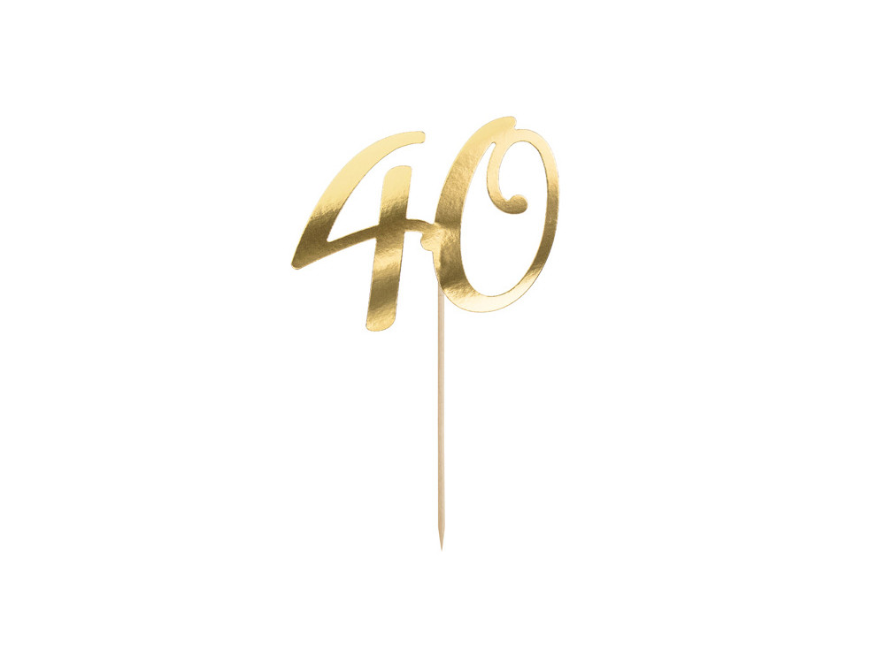 Cake topper 40 - gold, 20,5 cm