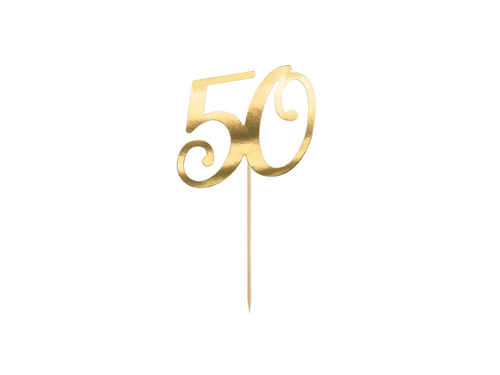 Cake topper 50 - gold, 20,5 cm