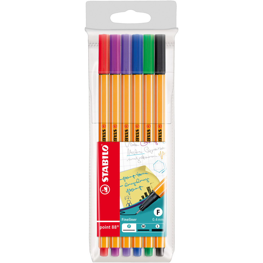 Set of point 88 fineliners - Stabilo - 6 colors